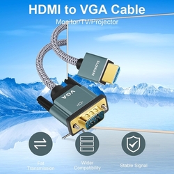  HDMI na VGA kabel (konektor na konektor) 1080P pozlacený a hliníkový kryt, 1m