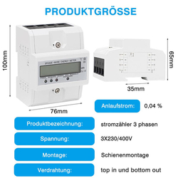 Piashow - třífázový elektroměr na DIN lištu, kalibrovaný