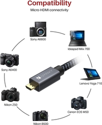 Kabel micro HDMI / HDMI, pozlacený konektor, 4K UHD, 2m, nylon, kvalitní