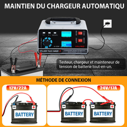 Plně automatická, inteligentní, nabíječka autobaterií 22A, 12V / 24V